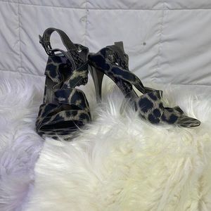 Animal Print Open Toe Heel by GUESS